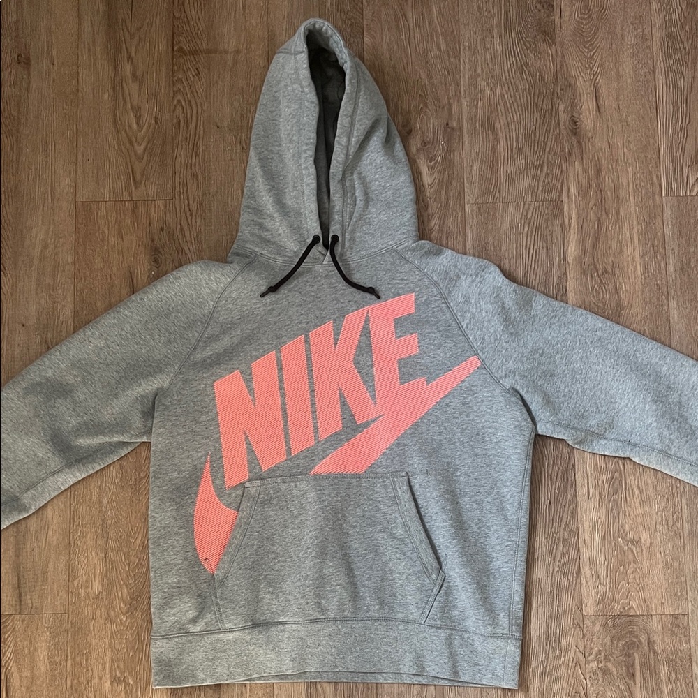 Nike Heather Gray Hoodie with Coral Logo